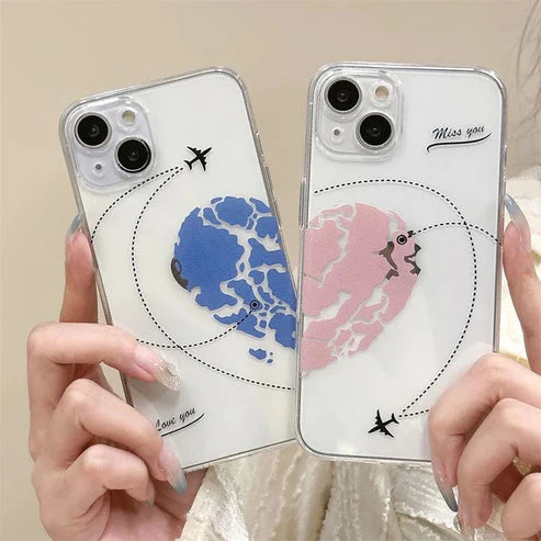 HeartMap With Plane Semi Transparent Printed Cases