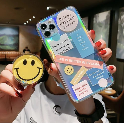 Emoji Glitter Pop Socket Phone Case