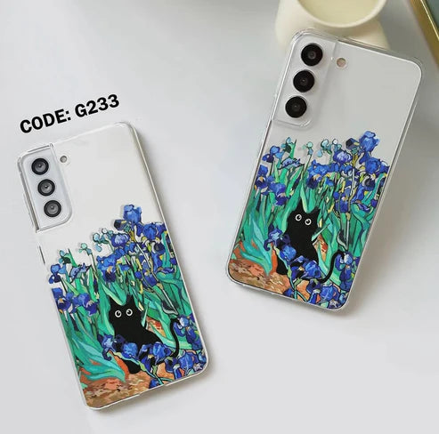 Black Cat Semi Transparent Printed Cases