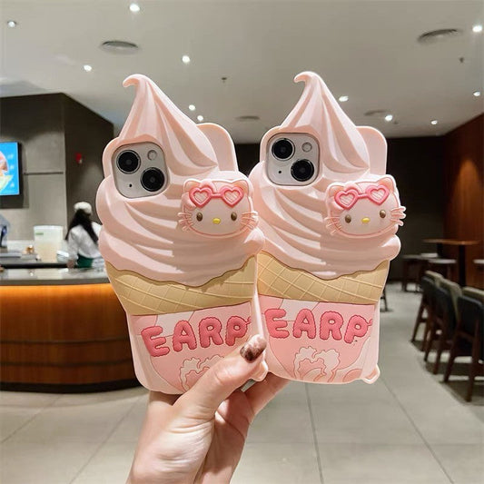 3D Pink Ice Cream Cartoon Case