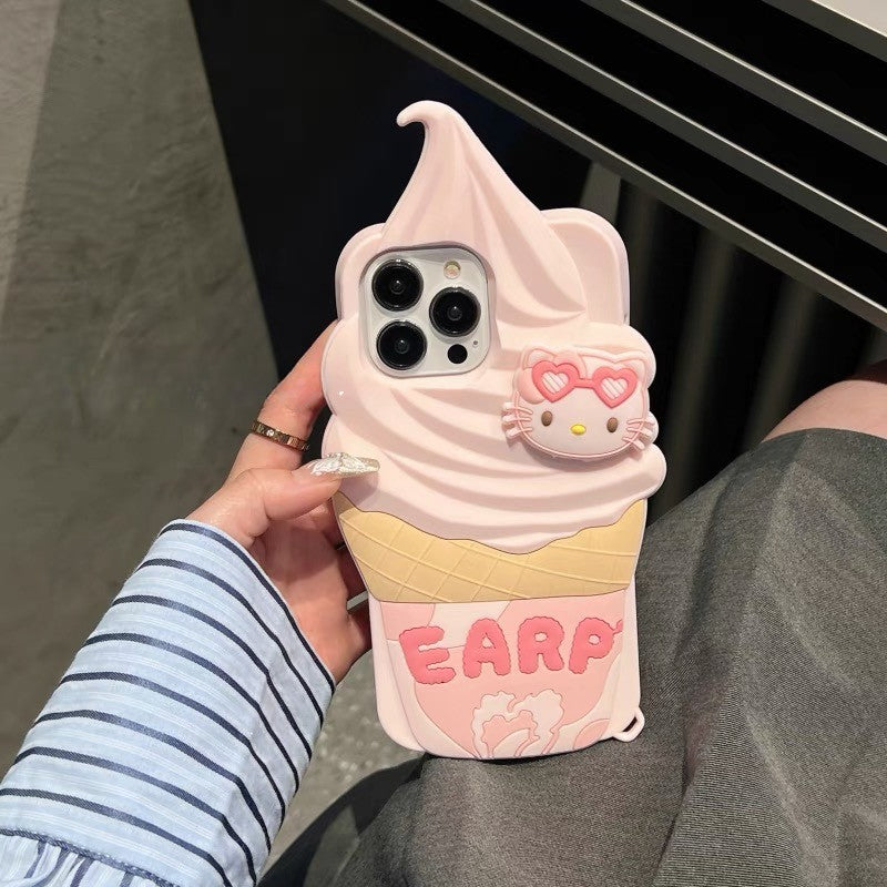 3D Pink Ice Cream Cartoon Case