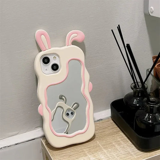 3D Cute Protection Bunny Mirror Case