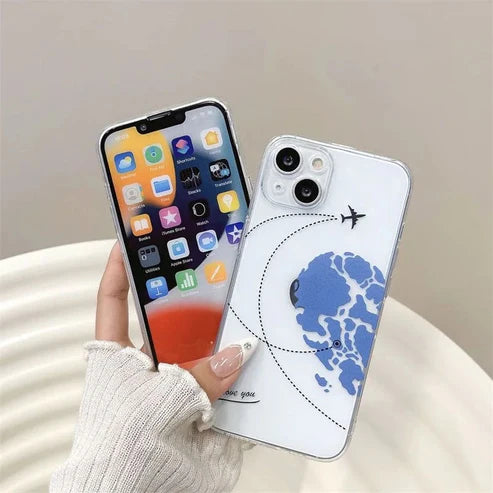 HeartMap With Plane Semi Transparent Printed Cases