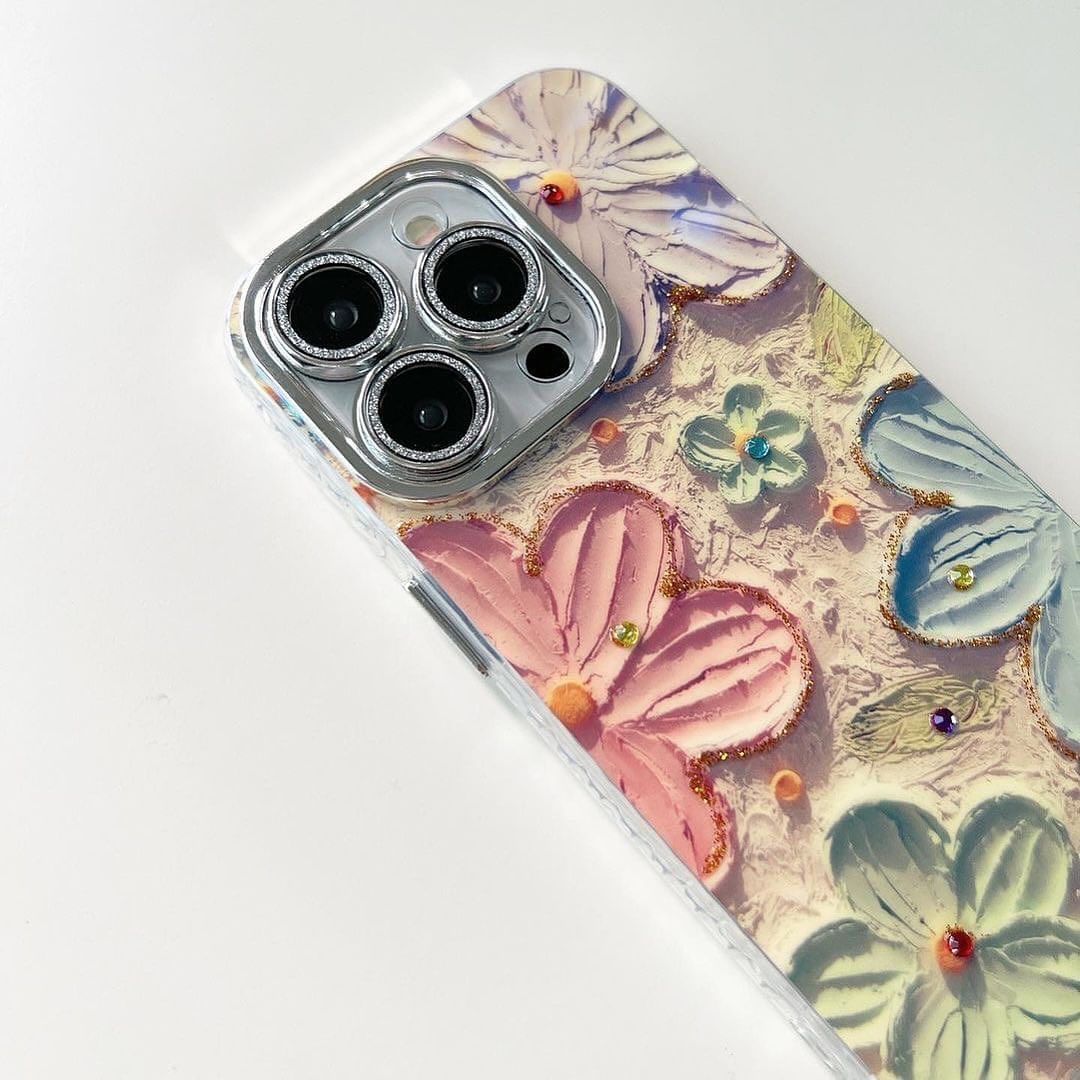 New Laser Floral Glitter IMD Case