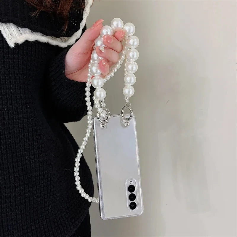 New Transparent Down Pearl Chaine Case