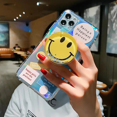 Emoji Glitter Pop Socket Phone Case