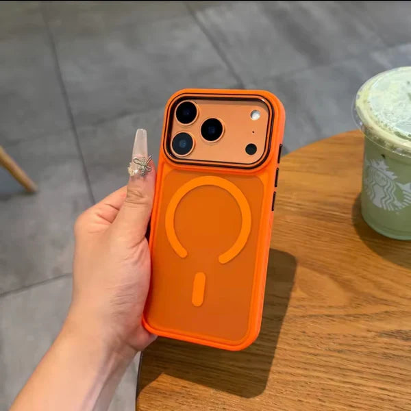 Orange Matte Magnetic Magsafe with Black Camera Border Case