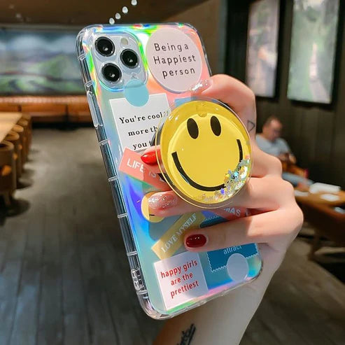 Emoji Glitter Pop Socket Phone Case