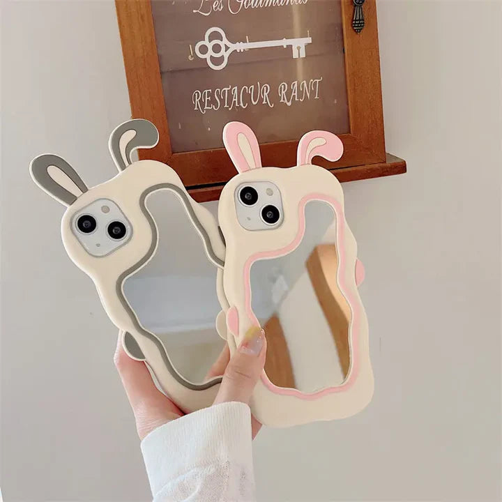3D Cute Protection Bunny Mirror Case