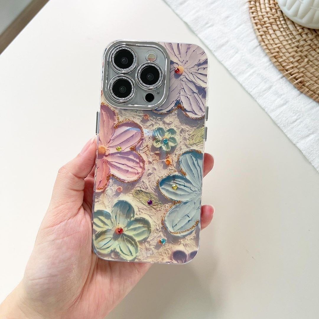 New Laser Floral Glitter IMD Case