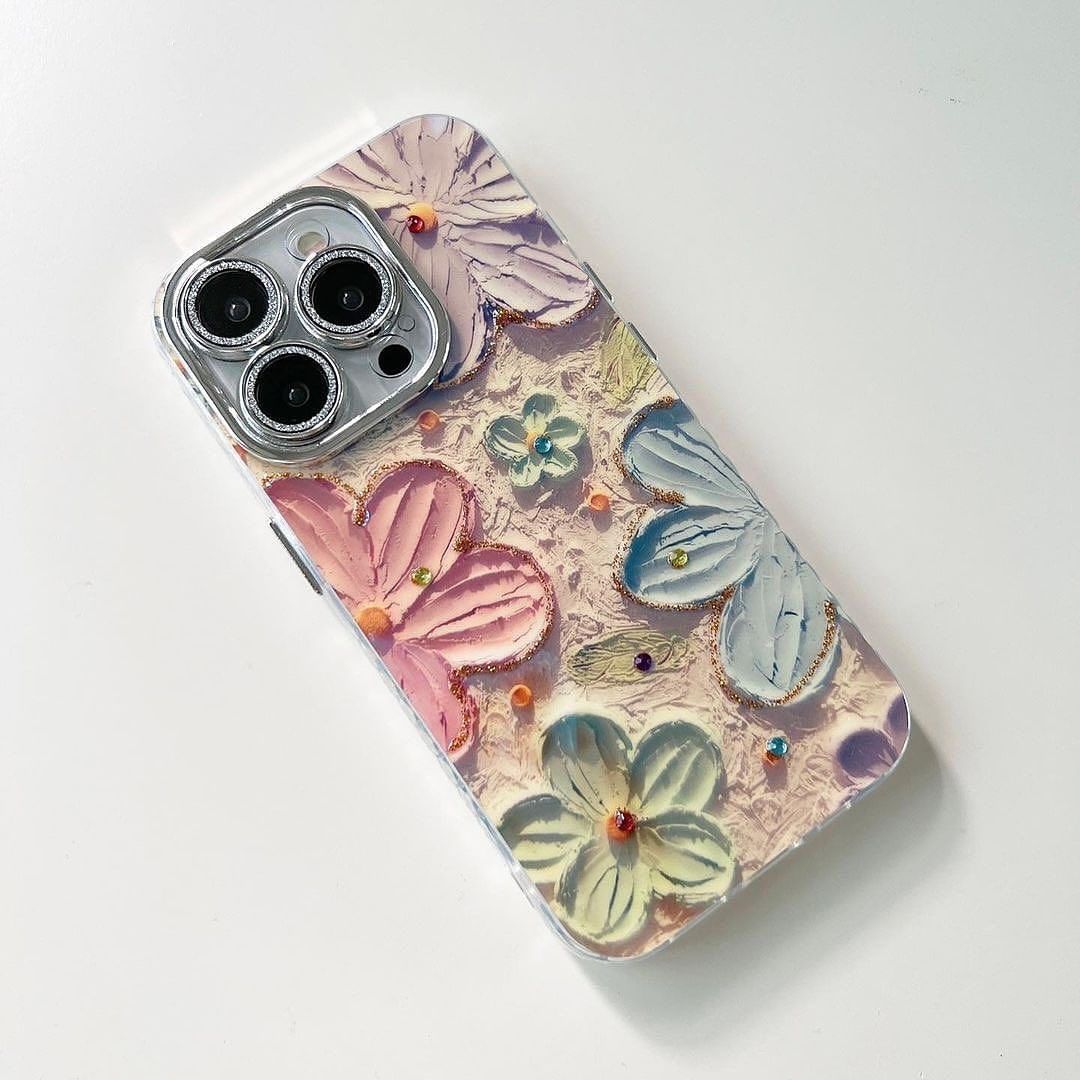 New Laser Floral Glitter IMD Case