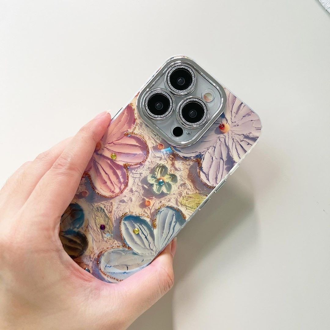New Laser Floral Glitter IMD Case