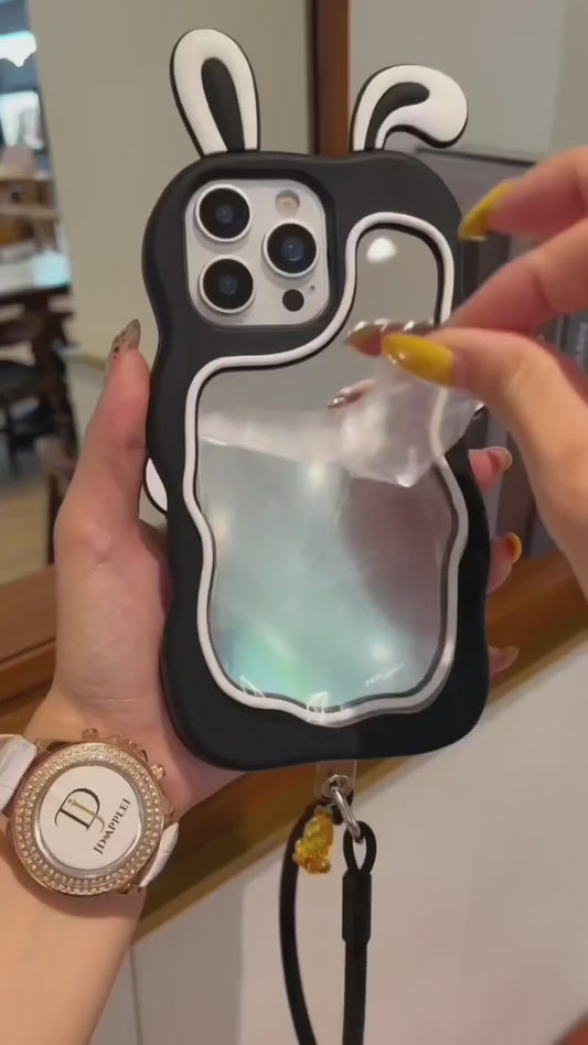 3D Cute Protection Bunny Mirror Case