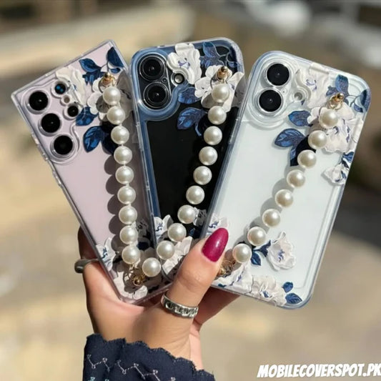 Semi Transparent Flowers Printed Cover with Chain